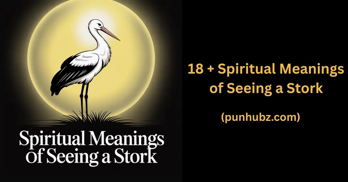 Elegant black and yellow spiritual illustration of a stork representing the Spiritual Meanings of Seeing a Stork