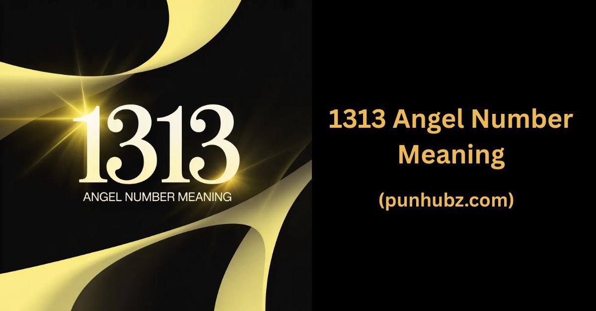 Minimal black and yellow feature image with glowing number 1313 and the text ‘1313 Angel Number Meaning’ in elegant typography.