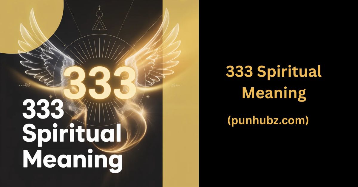 Black and yellow spiritual feature image with glowing number 333 and sacred symbols, representing the 333 Spiritual Meaning